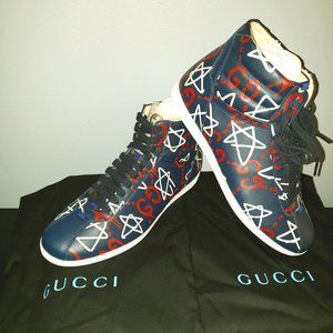 Men's Gucci Ghost Blue Leather High-top Sneakers